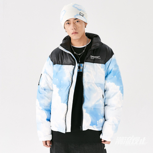 【特价清仓】RAVENOUS蓝天白云拼接羽绒服天空宽松加厚立领外套潮