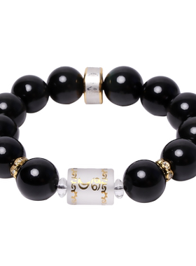 鼎风阁巨蟹座星座水晶饰品月亮守护神手链黑曜石紫水晶男女款手串