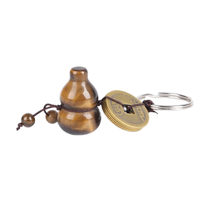 黑曜石葫芦挂件天然黄玉石葫芦挂件白水晶粉晶随身护身葫芦挂饰