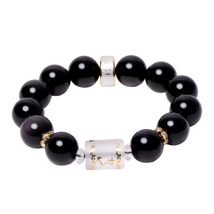 鼎风阁射手座星座水晶饰品木星守护神手链黑曜石紫水晶男女款手串