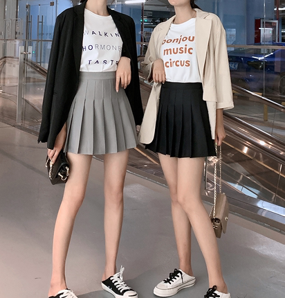 白色百褶裙女夏款半身裙黑色高腰a字小个子短裙灰色2025防走光JK