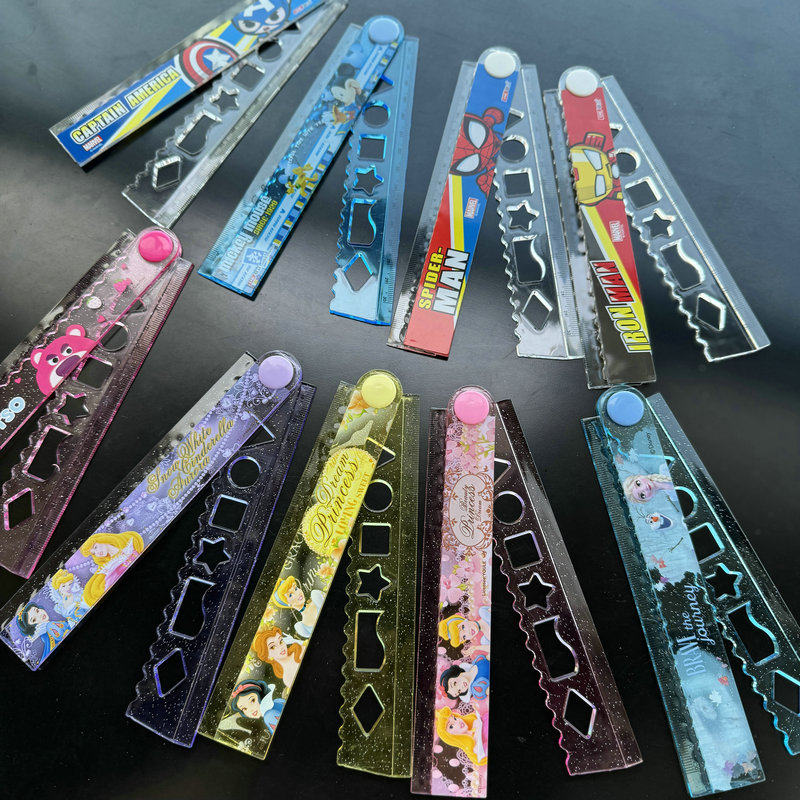 联众学生用大号折叠尺趣味正版冰雪公主米奇直尺Q版钢铁侠30cm尺