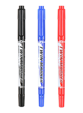 晨光美新记号笔V7404小双头CD油性笔防水不掉色学生勾线笔涂鸦笔