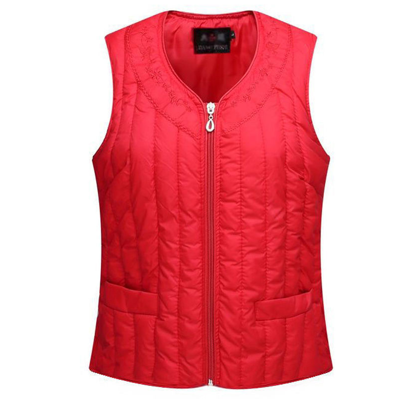 秋冬季中老年人羽绒棉马甲女士保暖人造丝绵背心妈妈显瘦内穿坎肩