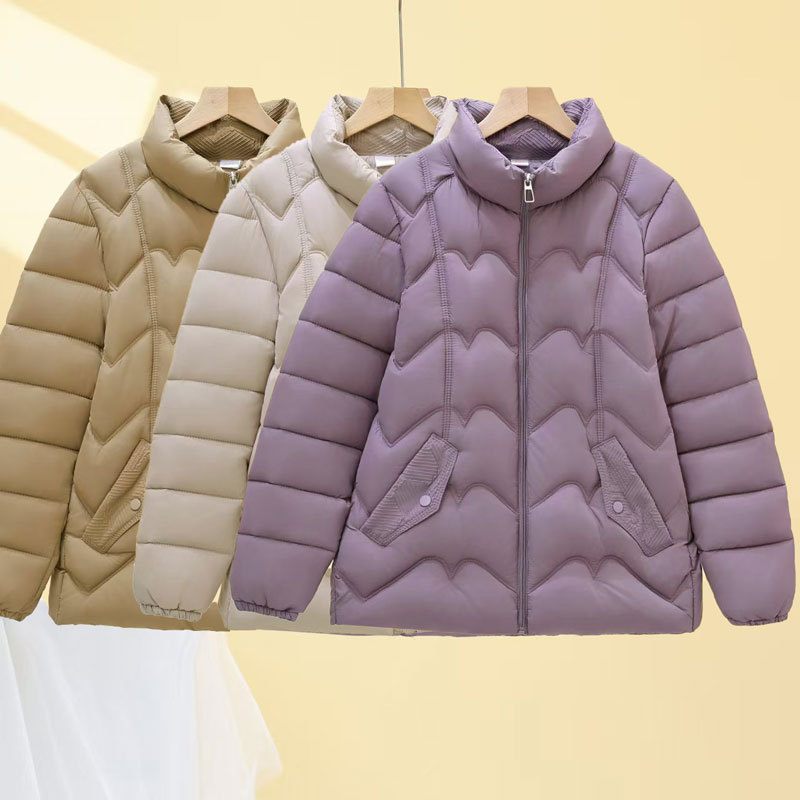 2025年妈妈冬季加绒棉衣外套中老年女时尚纯色洋气皮棉袄宽松上衣