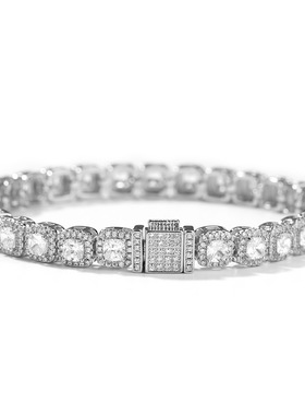 ICE BLING 逆爱池骋同款 7MM满钻锆石超闪冰糖手链 嘻哈小众夜店