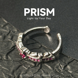 棱光PRISM嘻哈复古做旧克罗伈戒指情侣素圈食指潮流款十字架指环
