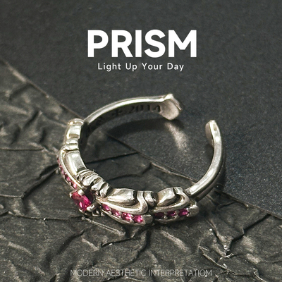 棱光PRISM嘻哈复古做旧克罗伈戒指情侣素圈食指潮流款十字架指环