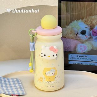 儿童可爱保温杯女生高颜值2026新款学生便携吸管杯子316水杯kt猫