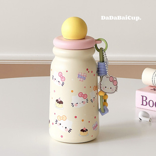 泡茶小水杯保温杯女生高颜值2025新款学生吸管杯子316不锈钢kt猫