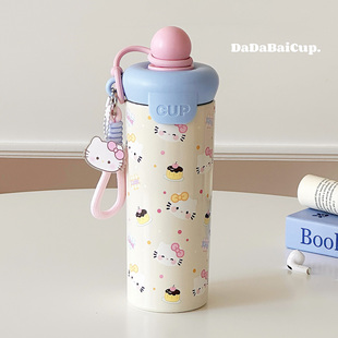 吸管保温杯女生高颜值2025新款学生上学专用杯子便携kt猫水杯316
