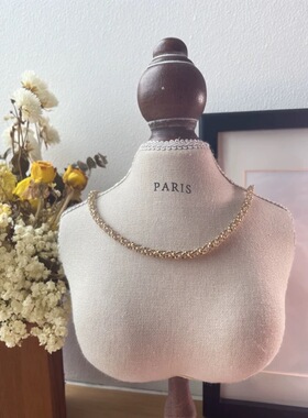 雾蒙金色串珠项链手工成品 送礼佳品