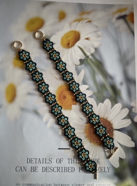 翠心花蕊 松石蓝色小花手链串珠成品手链闺蜜礼物