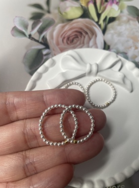 ins风极细指环戒指叠戴素戒尾戒2mm施家水晶珍珠