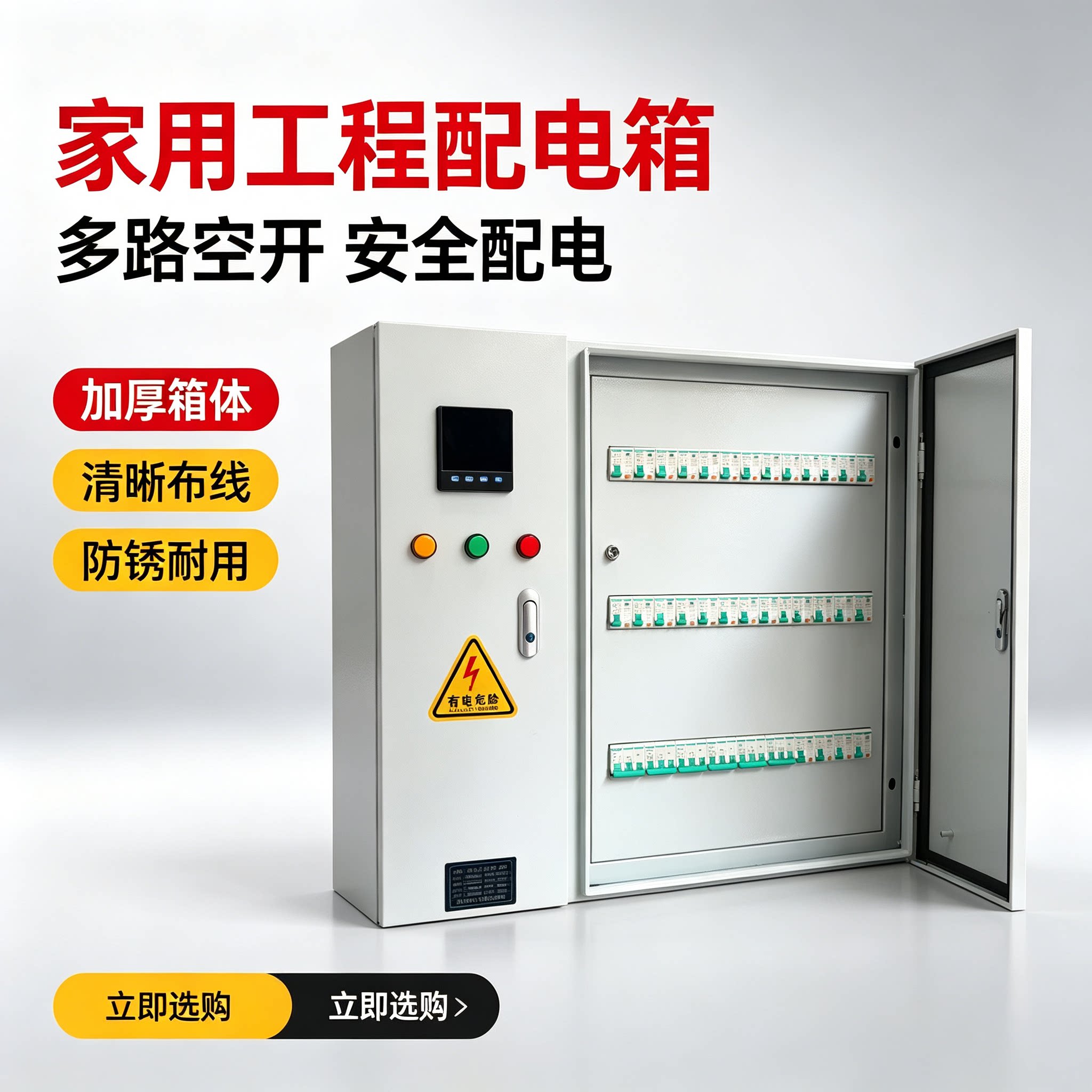 定制成套明装暗装落地内外门双层强电布线箱