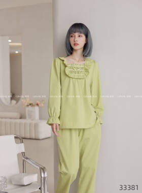睡衣女士春秋纯棉长袖韩版甜美可爱长袖家居服可外穿套装33381