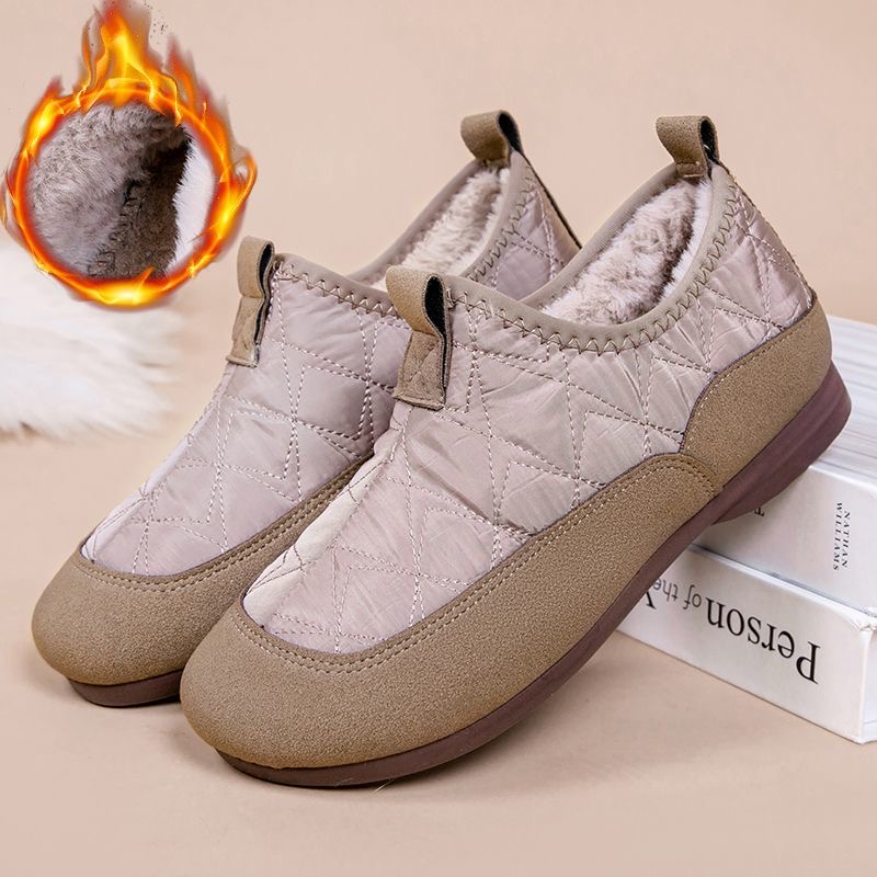 冬季新款老北京棉鞋女加绒加厚一脚蹬保暖防滑妈妈鞋防水雪地靴