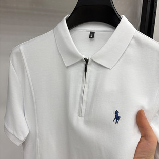 T恤男美式 夏季 2025年短袖 休闲polo衫 半拉链立领中青年男士 打底衫