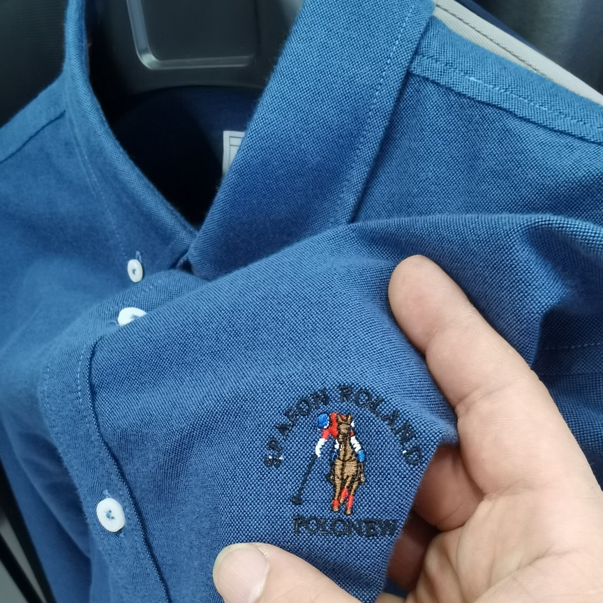 高端牛津纺衬衫纯棉休闲中年长袖衬衫男士春秋季刺绣保罗衬衣外套