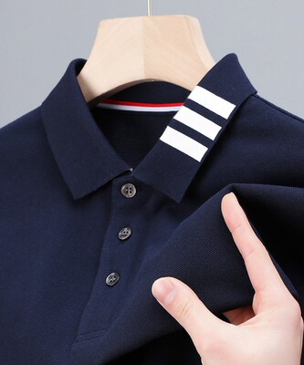 夏季潮牌纯棉条纹翻领三道杠短袖T恤商务男士休闲时尚保罗POLO衫t