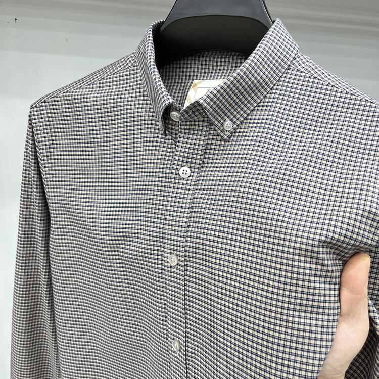 2025春季新款千鸟格长袖衬衫男士中青年休闲正装衬衣职业装男