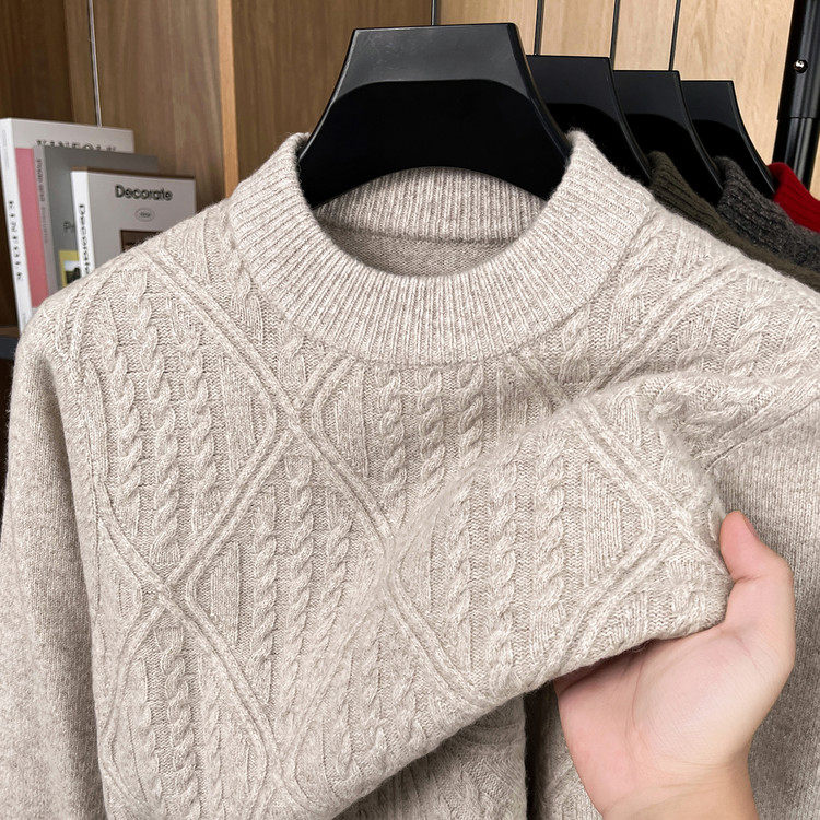 新款100%羊毛衫男士冬季保暖加厚款针织打底羊毛衫纯色提花毛衣男,男装,针织衫/毛衣,淘宝优惠券,粉丝福利购,淘宝优惠卷