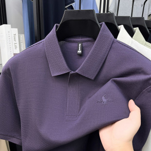 98%纯棉夏季新款抑菌暗门襟短袖T恤男士翻领男薄款透气百搭POLO衫