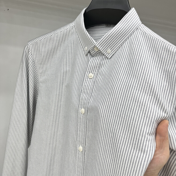 2025装春秋纯棉牛津纺竖条纹长袖衬衫男士衬衣男商务休闲基础中青
