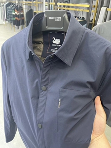 冬季新品翻领防水面聊暗扣门襟多口袋鹅绒保暖中年男士羽绒服外套