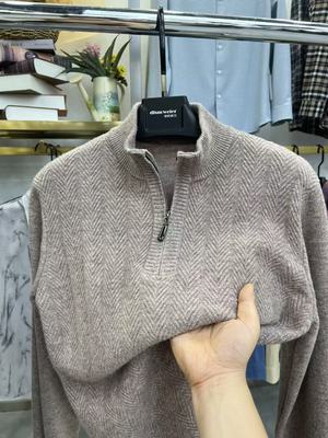 高档百分百纯羊毛衫半拉链立领套加厚保暖中年男士休闲打底针织衫