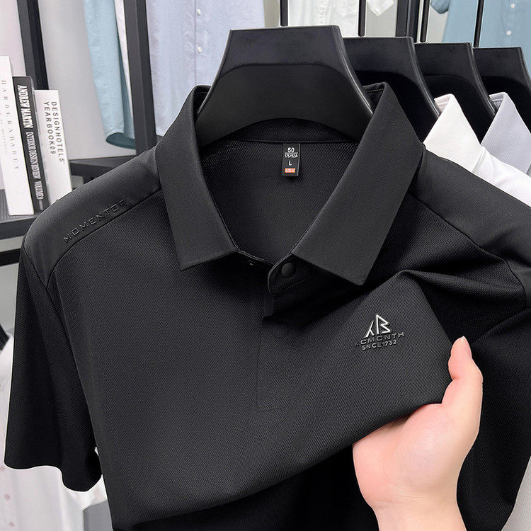 高端冰丝短袖POLO衫男2026新款夏季凉感翻领中年爸爸T恤弹力半袖