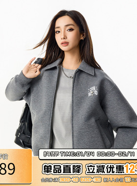 RIC 空气层翻领夹克男2025秋季新款潮牌美式宽松珍珠情侣装外套女