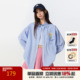 2025宽松情侣衬衣外套女 男秋季 RIC口袋花瓶刺绣蓝色条纹长袖 衬衫