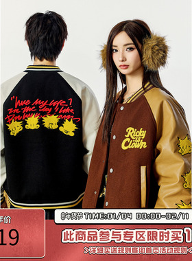 RIC 菠萝头刺绣棒球服夹克男生秋季新款宽松美式潮牌情侣装外套女