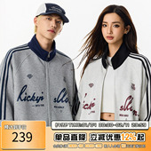 空气层撞色运动立领夹克男秋季 新款 宽松美式 RIC 潮牌情侣装 外套女