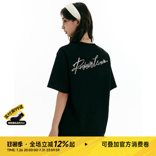 RIC珍珠仿麂皮休闲百搭短袖