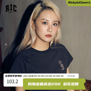 RickyisClownRiC小丑兔短款RI-FI溶解兔短袖露脐高腰辣妹t恤女