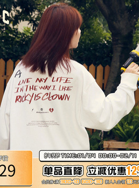 RIC黑胶唱片长袖T恤男秋季新款潮牌美式复古宽松情侣打底衫上衣女