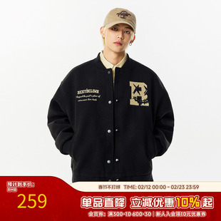 RIC 撕裂笑脸棒球服夹克男生2025新款春秋潮牌美式高街情侣外套女