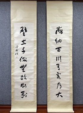 于右任 六尺书法对联 立轴 纯手书国画书法字画 M05529