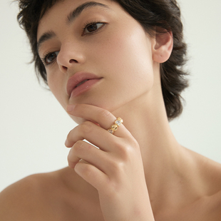 Au Revoir Les Filles爱心戒指锆石拼接指环轻奢小众设计高级感