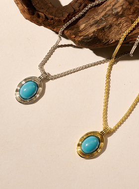 小众复古蓝绿松石项链女