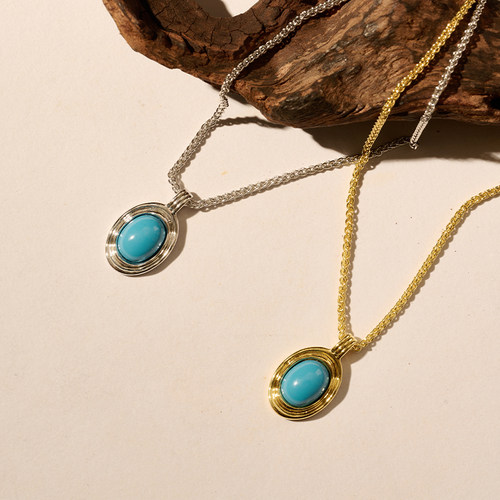 小众复古蓝绿松石项链女