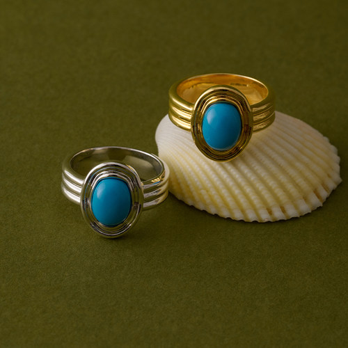 天然绿松石戒指女小众设计感