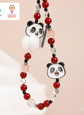 2025年成都混合团体世界杯熊猫手机挂链简约百搭红色创意挂件纪念