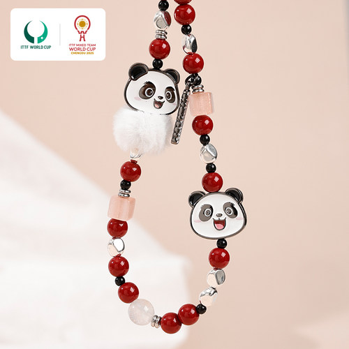 2025年成都混合团体世界杯熊猫手机挂链简约百搭红色创意挂件纪念
