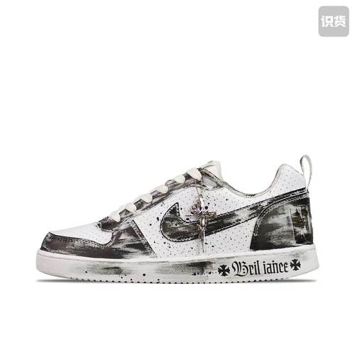 【定制球鞋】Nike Court Borough 暗影十字架 黑白