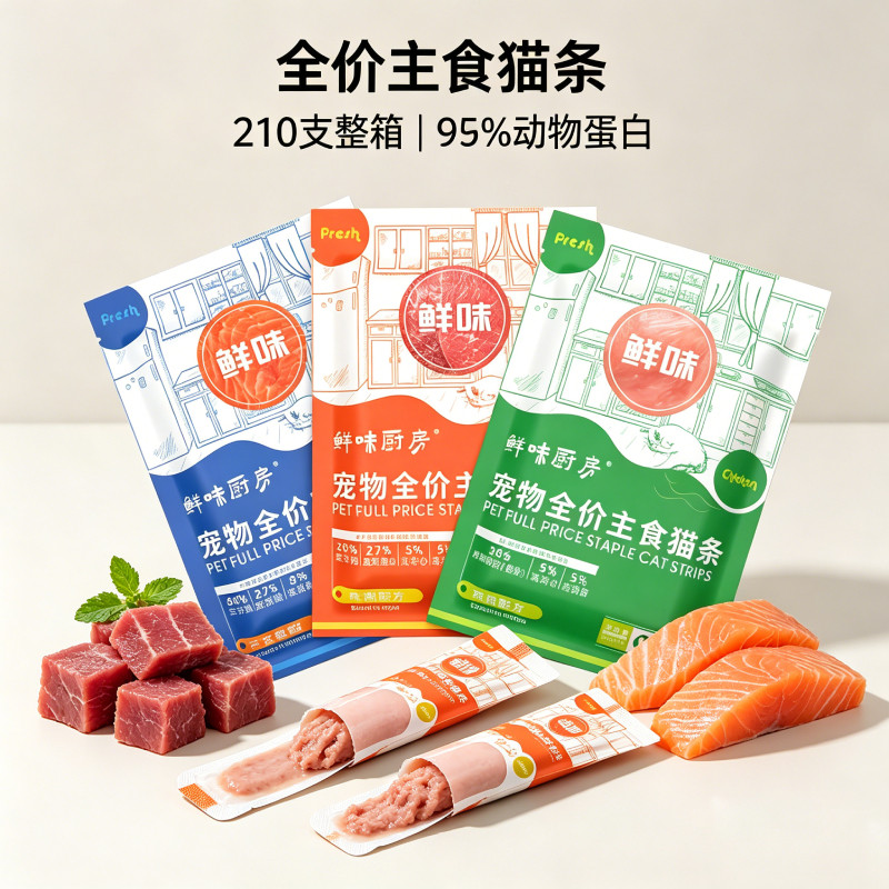鲜味厨房猫条主食级营养猫条蛋白全价主食猫条