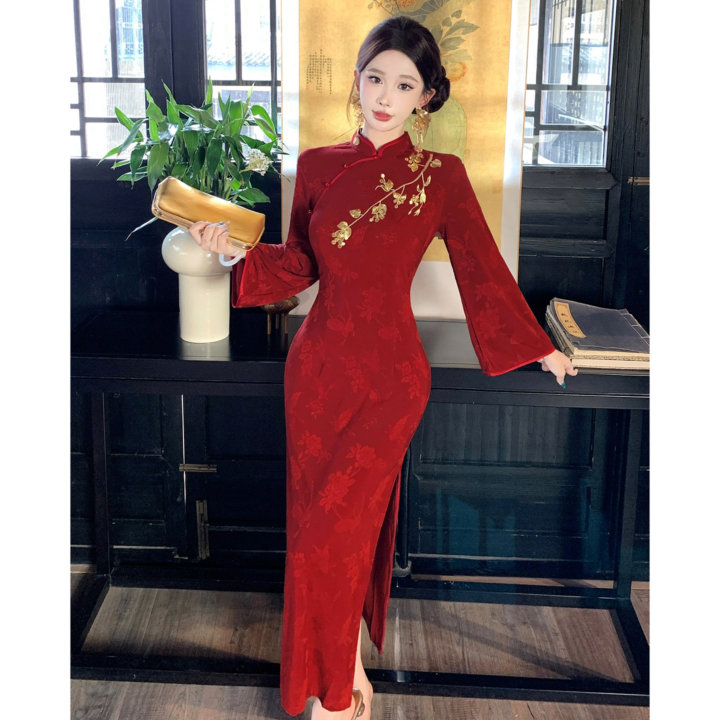 订婚旗袍新中式改良年轻款秋冬季