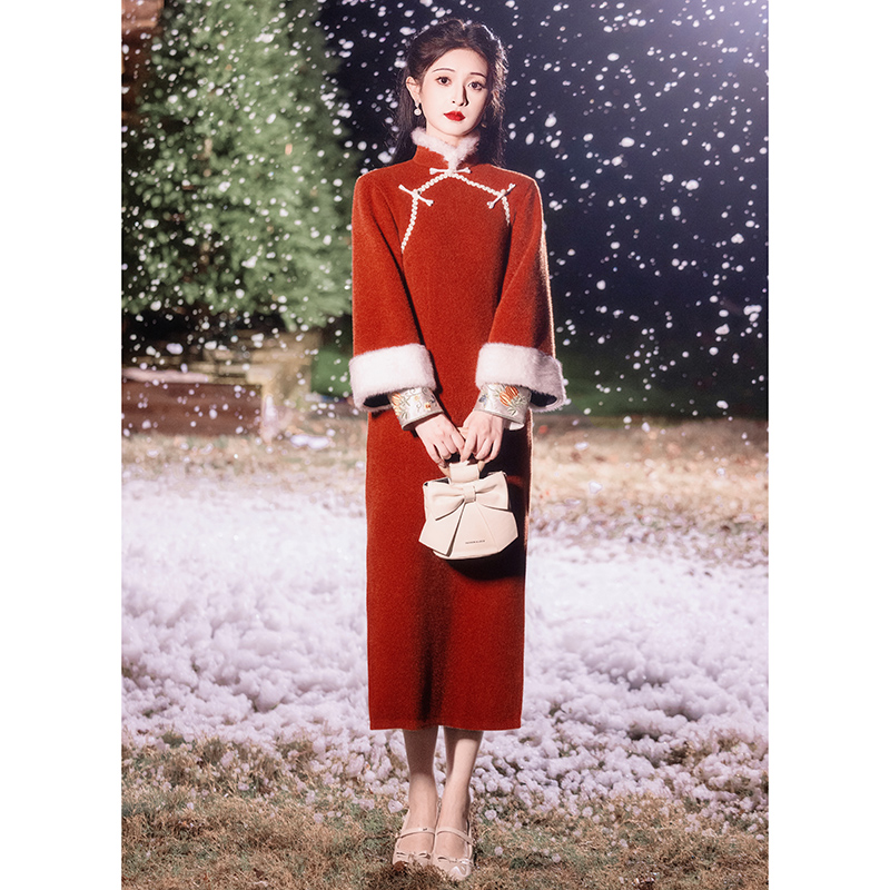 颜赋绣旗袍2024新款复古民国风